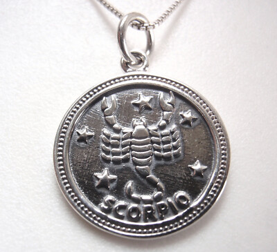 Scorpio Zodiac Sign of the Scorpion 925 Sterling Silver Pendant
