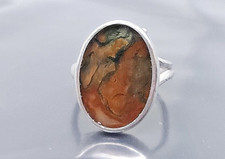 Vintage Sterling silver Agate Oval band Ring size 7
