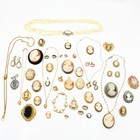 Vintage Cameo Necklace 15.25-20IN Pin Earring Pendant Jewelry Lot of 44 #M1389-1 — photo 1