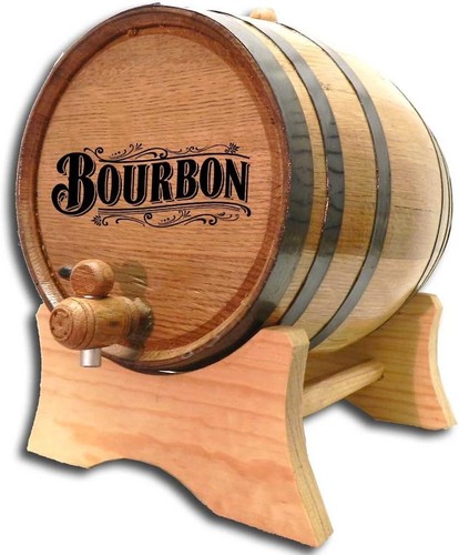 1 Liter Oak Bourbon Aging Barrel Dispenser W/ Stand Bung & Spigot Age Cocktails