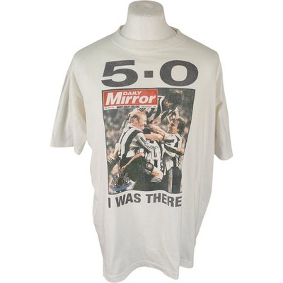 T Shirt XXL Herren weiß Baumwolle Vintage Newcastle United 96 Alan Shearer Grafik