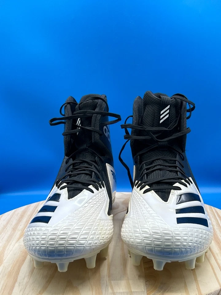 Adidas Football Cleats SM Freak High Wide 2 Men's Size 18 Black White Leather - Image 3 of 4