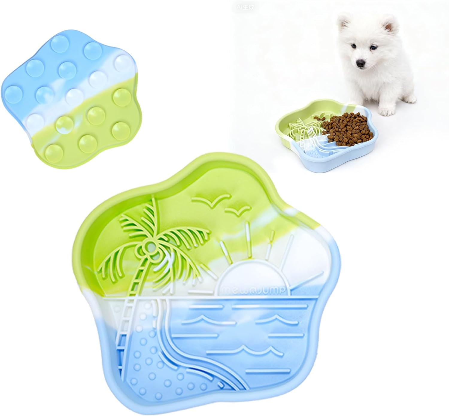 Slow Feeder Dog Bowls - Silicone Lick Mat with Suction Cups for Dog Cat Dishwash