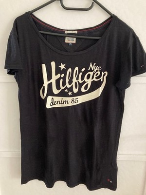 TOMMY HILFIGER DENIM SHIRT mit Glitzerprint   schwarz   Gr. S   TOP