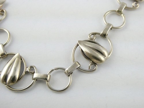 Collar de eslabones vintage con diseño de hojas de plata esterlina 18,2 g 14 pulgadas de largo - Imagen 7 de 22
