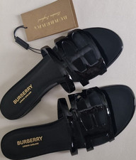 Burberry Damen Sandalen Leder Slip-On Schwarz...