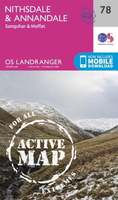 Ordnance Survey Landranger Active 78 Nithsdale & Annandale, Sanquhar & Moffat Map With Digital Version Pink - Image 3