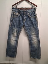 Rock Revival Jeans 31x31 Fabio Boot Distressed Thick Stitch Y2K Blue