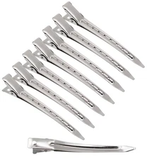 24Pcs Duck Billed Hair Clips for Styling Sectioning, Metal Silver 