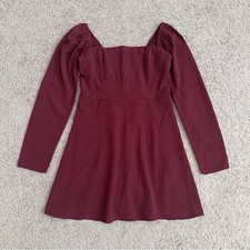 Abercrombie & Fitch Long Sleeve Crepe Mini Dress Womens M Burgundy