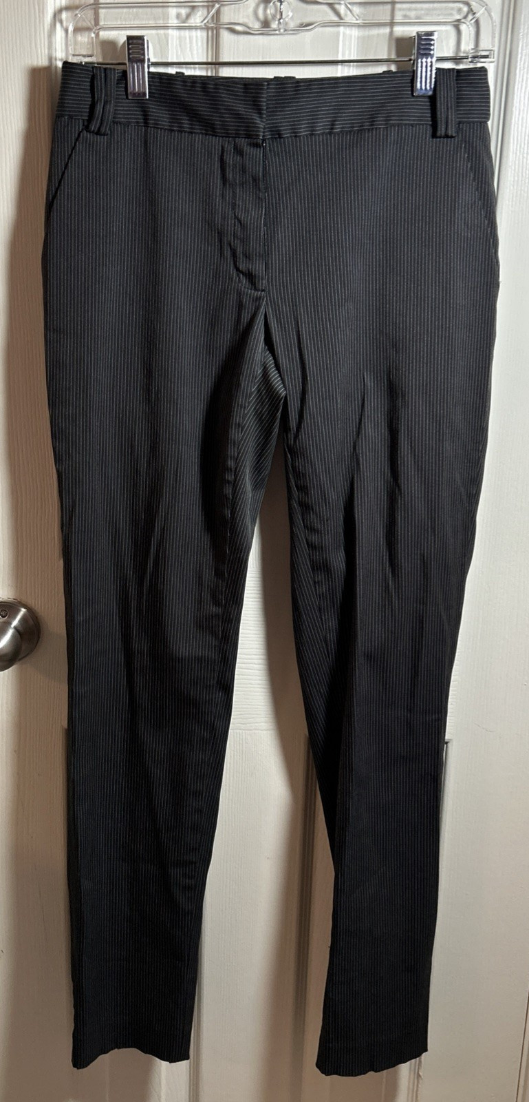 MNG by Mango Women's 4 Black Pinstripe Dress Pants Career Trousers Straight Leg