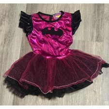 Girls Batgirl Costume Dress Pink  Black Shiny Halloween Cosplay Small