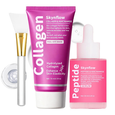 Collagen Face Mask + Plumping Peptides PDRN Serum, Overnight Hydrolyzed Peel-Off