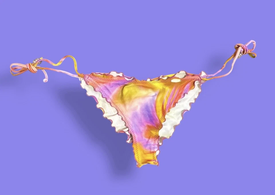 Luli Fama Miami Swim Set Size L Retro Dream Ruched Bottom Crystal Pink Tie Dye - Image 4 of 4