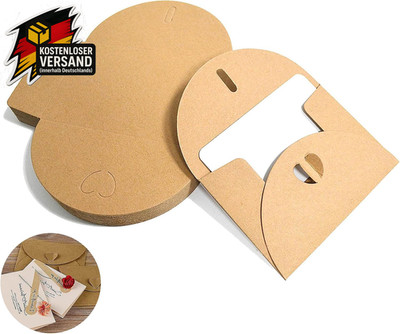 Mini Briefumschläge Set 40 Stück Kraftpapier mit Herzverschluss für Geschenkkart