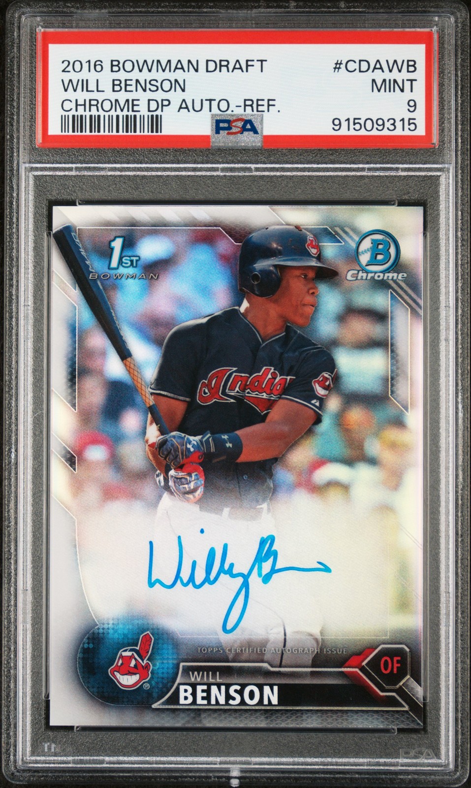 2016 BOWMAN DRAFT CHROME DRAFT PICKS AUTO REFRACTOR WILL BENSON 28/499 PSA 9