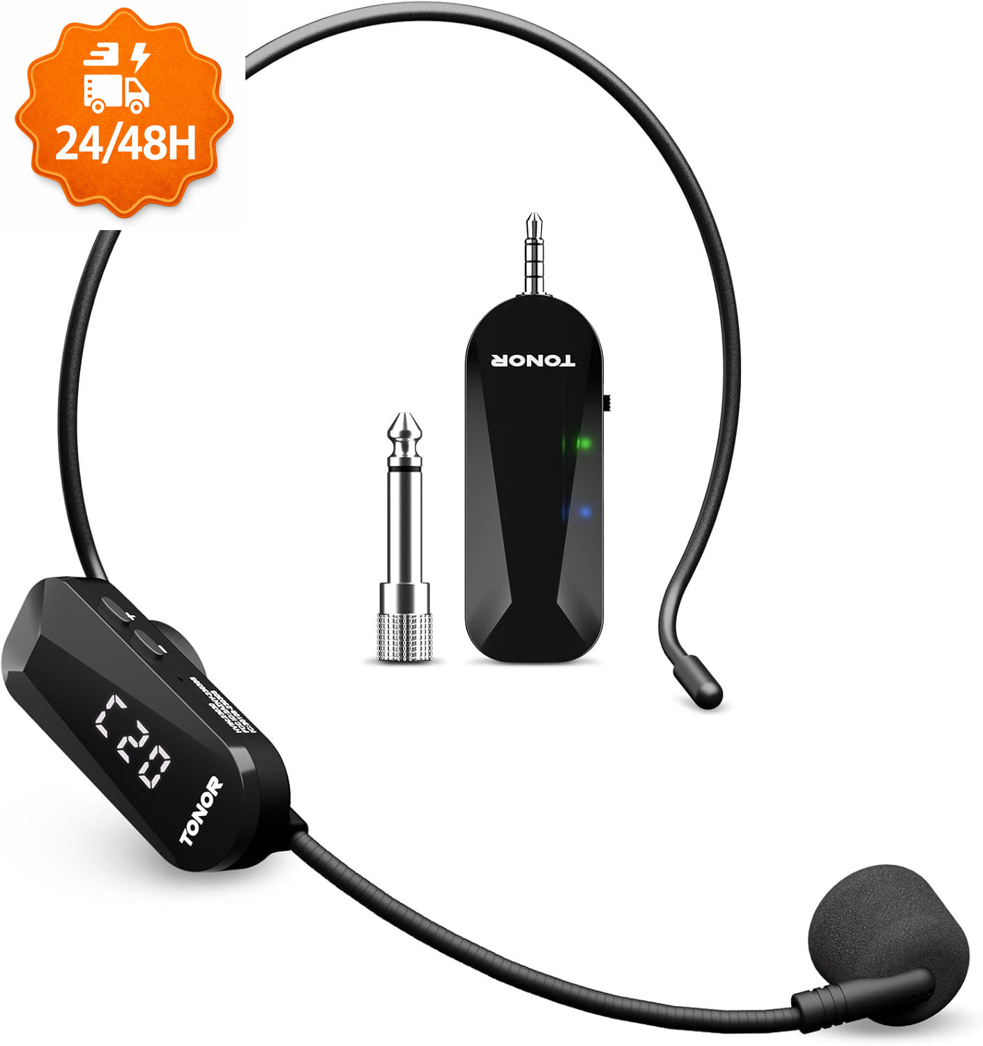 Microfono Wireless Ad Archetto UHF, Ricaricabile Microfoni Senza Fili Con 20 Can