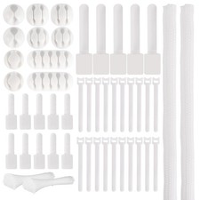 137 PCS Cable Management Kit Sleeve Split Zip Ties Clips Wall Adhesive