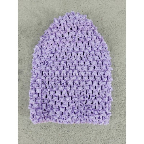 Cute Crochet Tutu Fabric Stretchy Beanie Hat Girl Lilac Purple