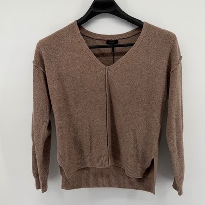 bobi BLACK Tan Cozy V Neck Long Sleeve Sweater Women's Size Small
