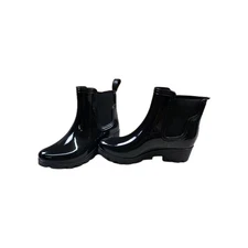 Capelli New York Ankle Rain Boots Womens Black Size 9 Shiny Rubber
