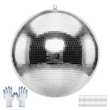 VEVOR Mirror Disco Ball 24" Glass with Hanging Ring DJ Home Party Club Stage