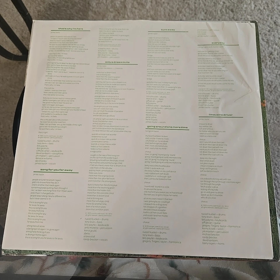 1985 James Taylor "That's Why I'm Here" LP Vinyl Record Columbia Rec. EX/VG+! - Image 4 of 4