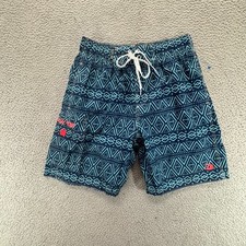 Pacific Surf by Exist Swim Trunks Mens Geometric Tribal Blue White Lined