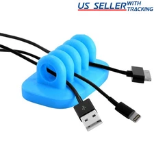 Cable Clip Holder Weighted Desktop Cord Management Fixture (Blue)
