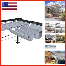 Ecoopts 4x12 Retractable Wave Sun Shade Sail Awning For Patio Porch Light Grey