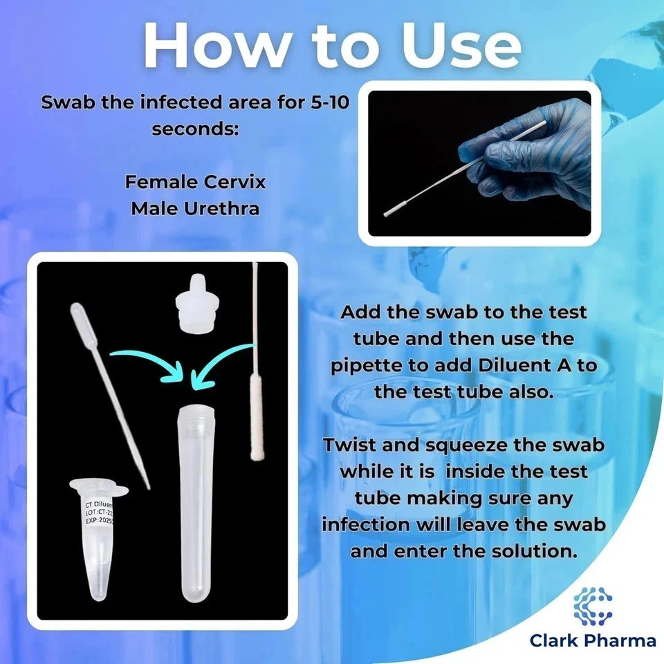 2 in 1 Chlamydia & Gonorrhoea Male & Female Swab Tests STI STD ...
