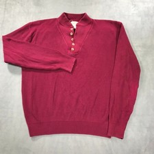 Vintage LL Bean Fisherman Sweater Mens Large Long Cranberry Red USA 80s 90s
