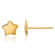 14K Solid Yellow Gold Medium Star Stud Earrings 6.3mm 1/4 inch Butterfly Back,