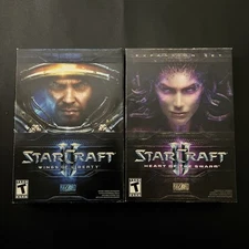 Starcraft 2: Wings of Liberty + Heart of the Swarm PC Game Boxes with Discs