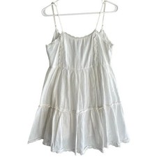 Urban Outfitters White Embroidered spaghetti strap skater dress Size S