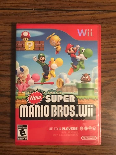 NEW SUPER MARIO BROS WII GAME RED CASE FIRST PRINT 00000 SEALED!