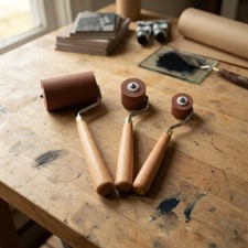 Compact Rubber Brayer Roller Set for Printmaking & Scrapbooking - 1-3 CM Sizes