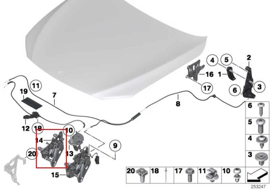 BMW 750Li xDrive 2010-15 capó delantero derecho e izquierdo cierre pestillo 51237183762 Foto 2 de 4