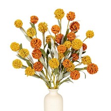6 PCs Orange and Yellow Artifical Fall Flowers, 17 Inches, Floral Picks, Faux
