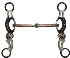 Showman 5" Brown Steel Engraved Snaffle Bit