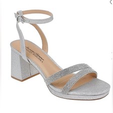 Badgley Mischka Size 10 Women  s Leva Silver Heeled Sandals, New No Box