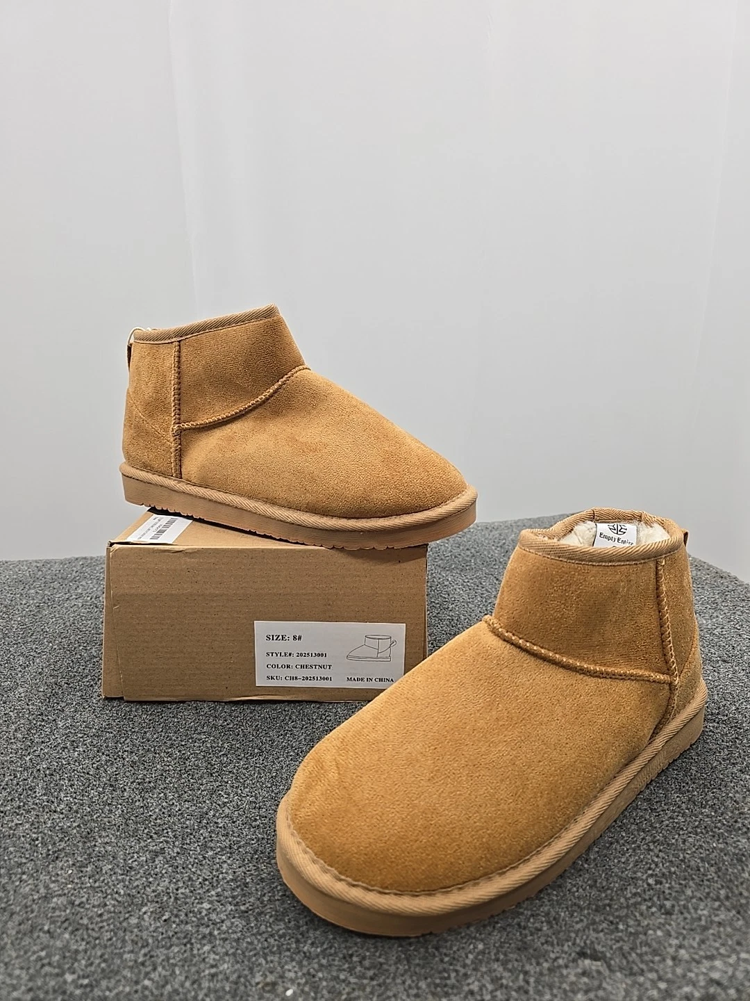 Empty Entire Fuzzy Boots Chestnut Size 8