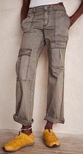 NWT Free People Women  s Low Rise Cargo Utility Pants In Gray Size S