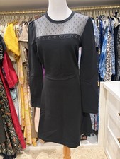 Red Valentino Women's Black A Line Long Sleeve Dress Pretty Detail Size M