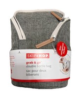 Skip Hop Grab Go Double Baby Bottle Bag Insulated Cooler Gray 816523025365