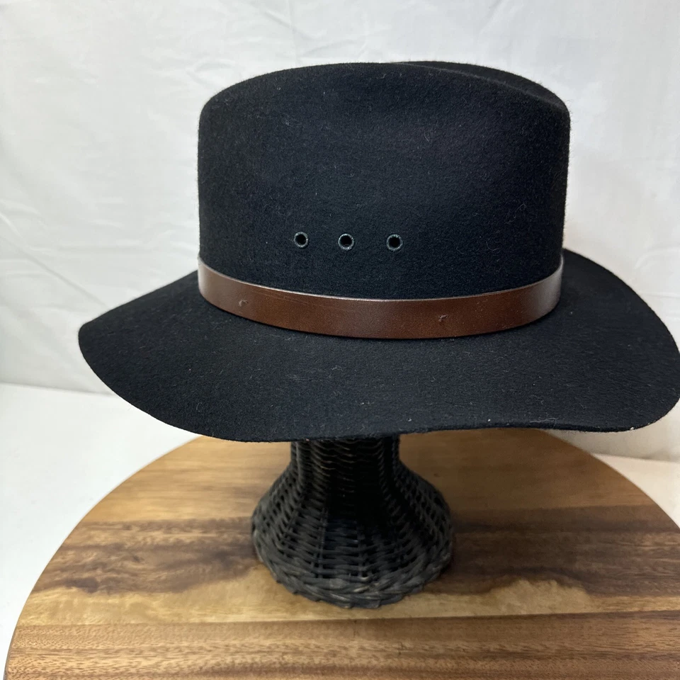 Sombrero de Vaquero PARA HOMBRES XL Broner Negro Fieltro Outback 100% Lana Sombrero EE. UU. Foto 3 de 4