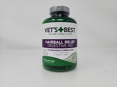Vet's Best Hairball Relief Digestive Aid 180 Chewable Tablets BB: 7/2028