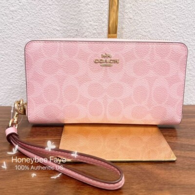 NWT Coach Long Zip Around Wallet In Signature Canvas CW778 Powder