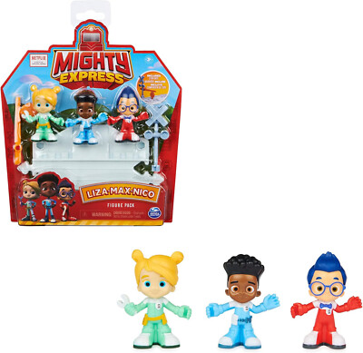 Mighty Express Kinderfiguren 3er Set mit Gleisstück und Schranke, zur Ergänzung