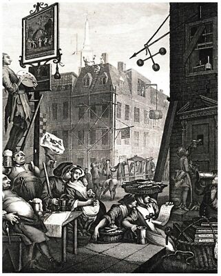 William Hogarth Beer Street Vintage 1751 Repro Kunstdruck 10x8 Pro Archiv matt